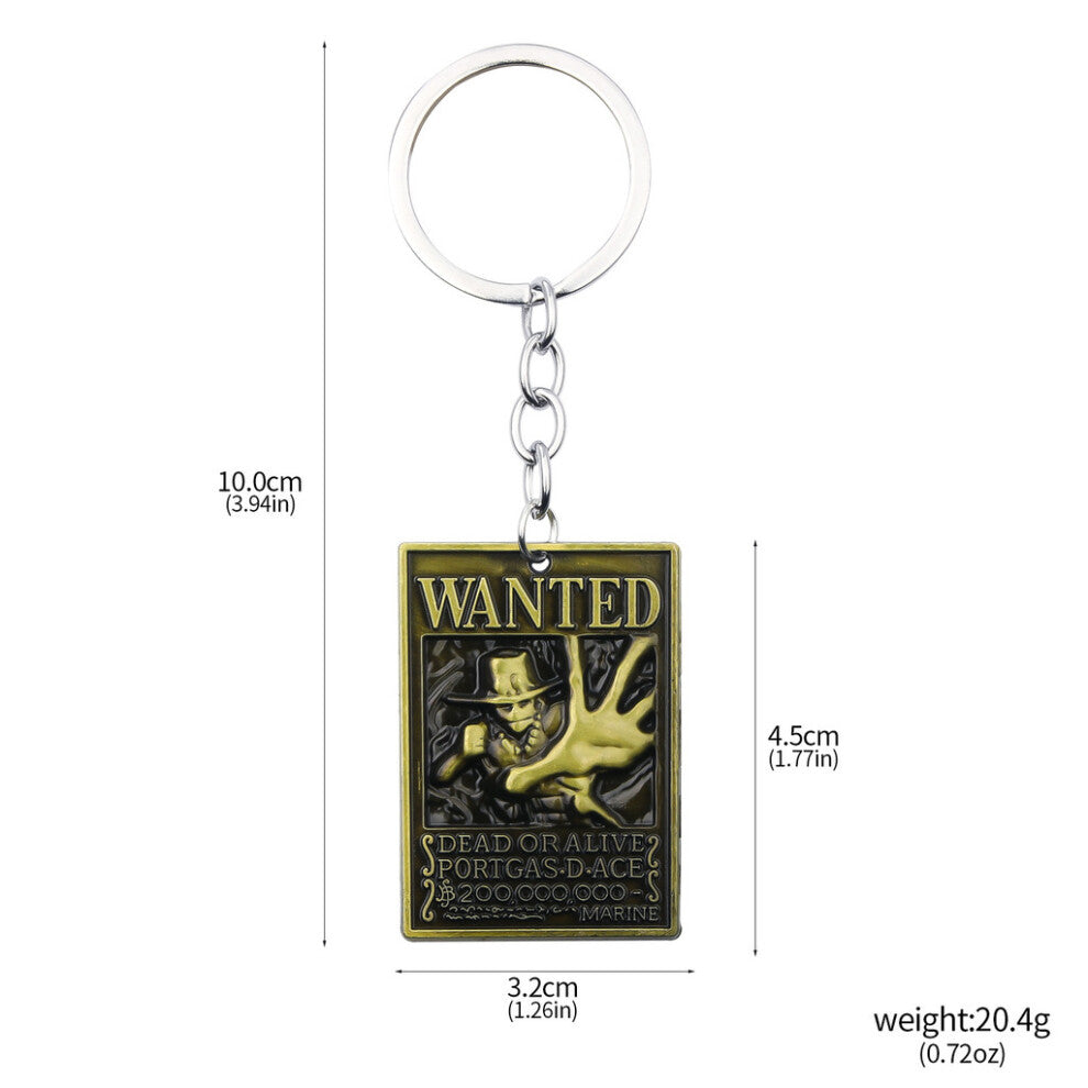 (Style37) One Luffy Piece Ace Tony Straw Hat Wanted Poster Necklace Keychain Pendant