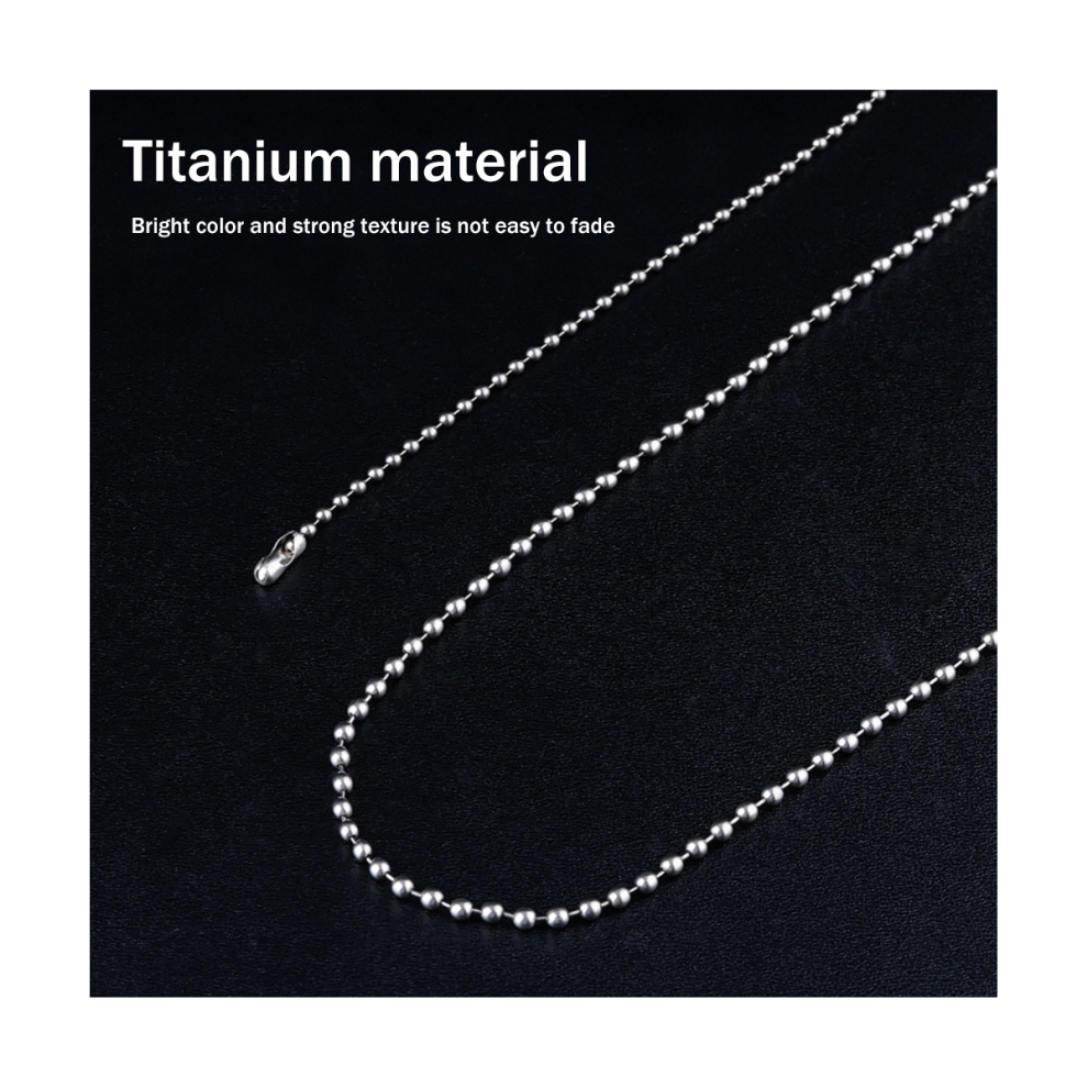 Pure Titanium Chain Necklace Glass Bead Chain Pendant is Not Easy to Rust Simple Light Weight Titanium Alloy Bracelet-A
