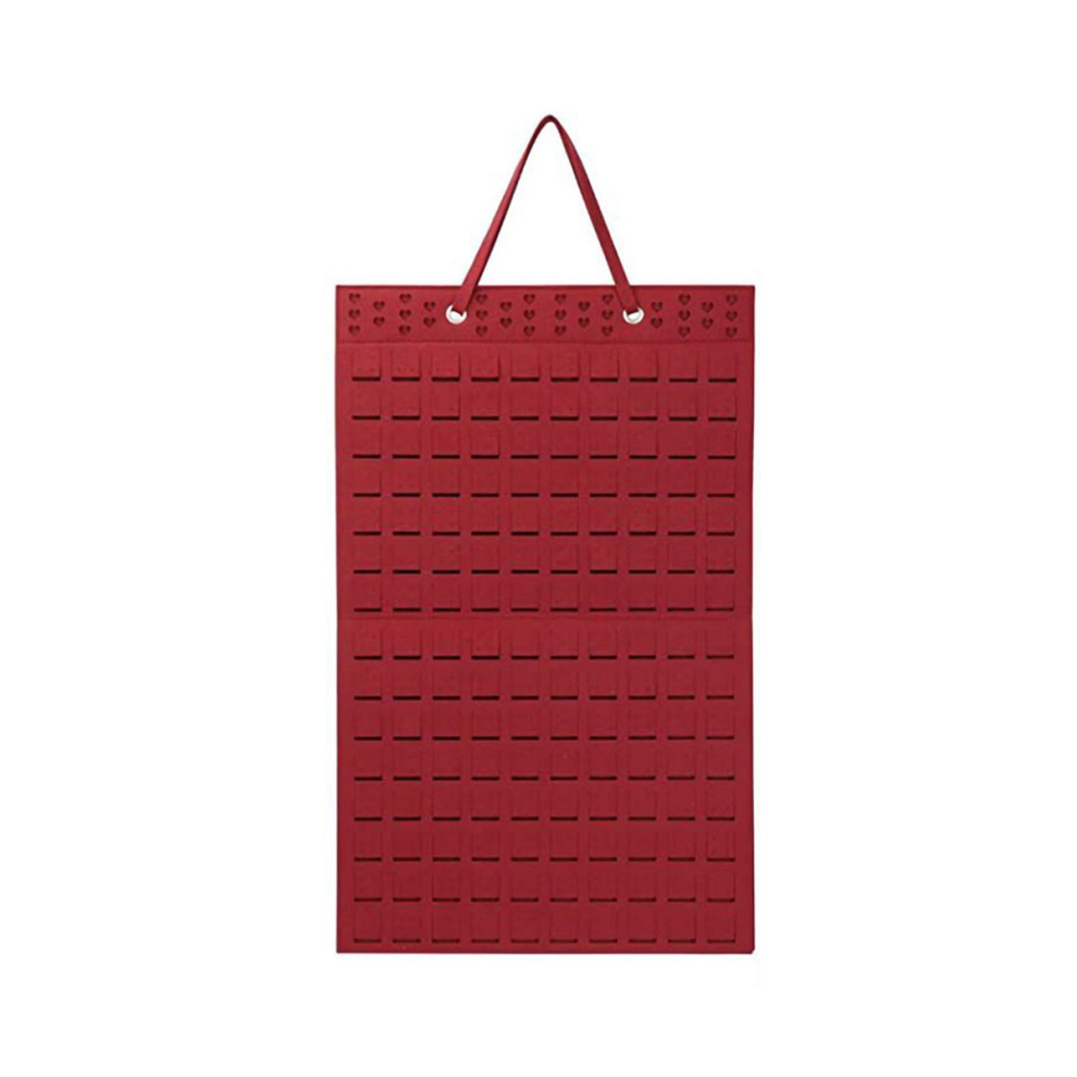 Hanging Jewellery Organiser, Foldable Hanging Earring Holder, Holds Up to 300 Pairs for Girls and Women, Red