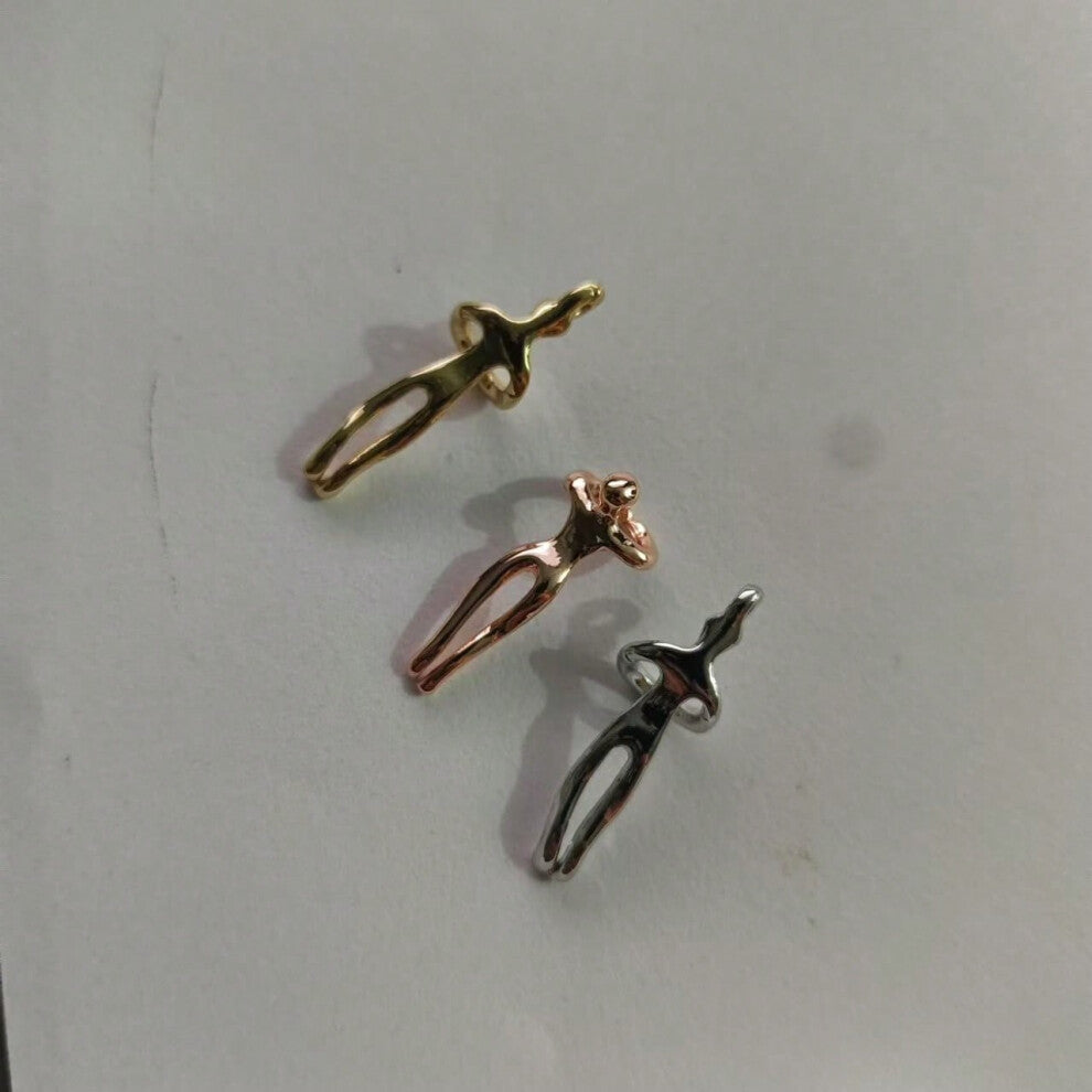 (Medium 3.5cm gold + gold + gold chain) Personalized hug necklace creative boy and girl hug couple pendant necklace female