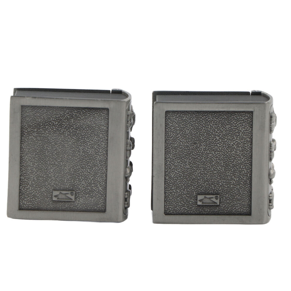 2Pcs Vintage Metal Book-Shaped Jewelry Box, 4cm x 3.8cm x 2cm