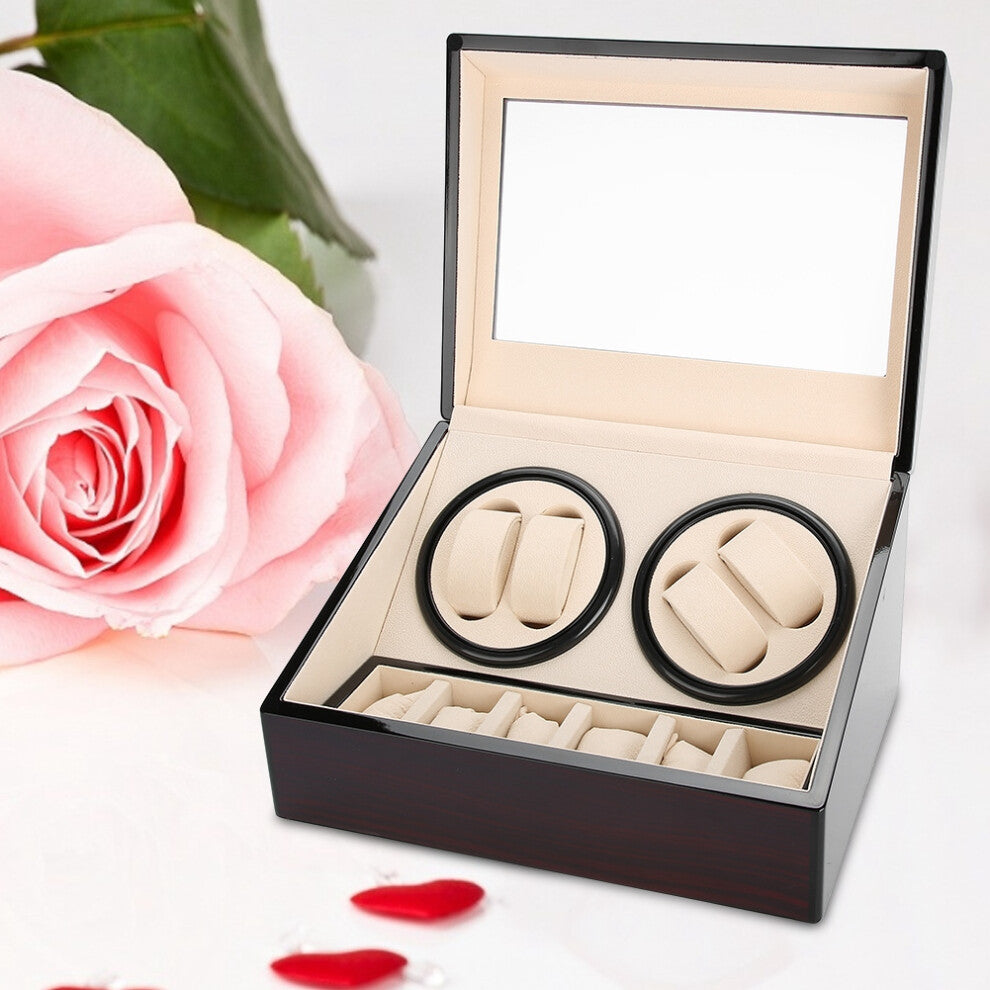 Mechanical Watch Winder for 4 Watches, Storage Case, Red White