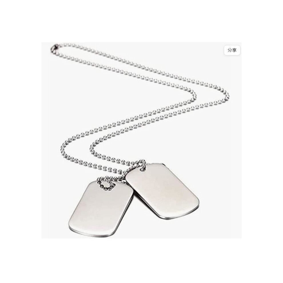 Men's Double Plate Pendant Necklace, Army Military Style Dog Tag, Stainless Steel, for Men and Boys