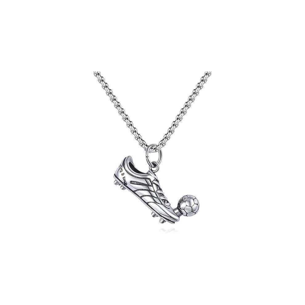 Necklace Men Stainless Steel Silver Gold Football Boots Pendant
