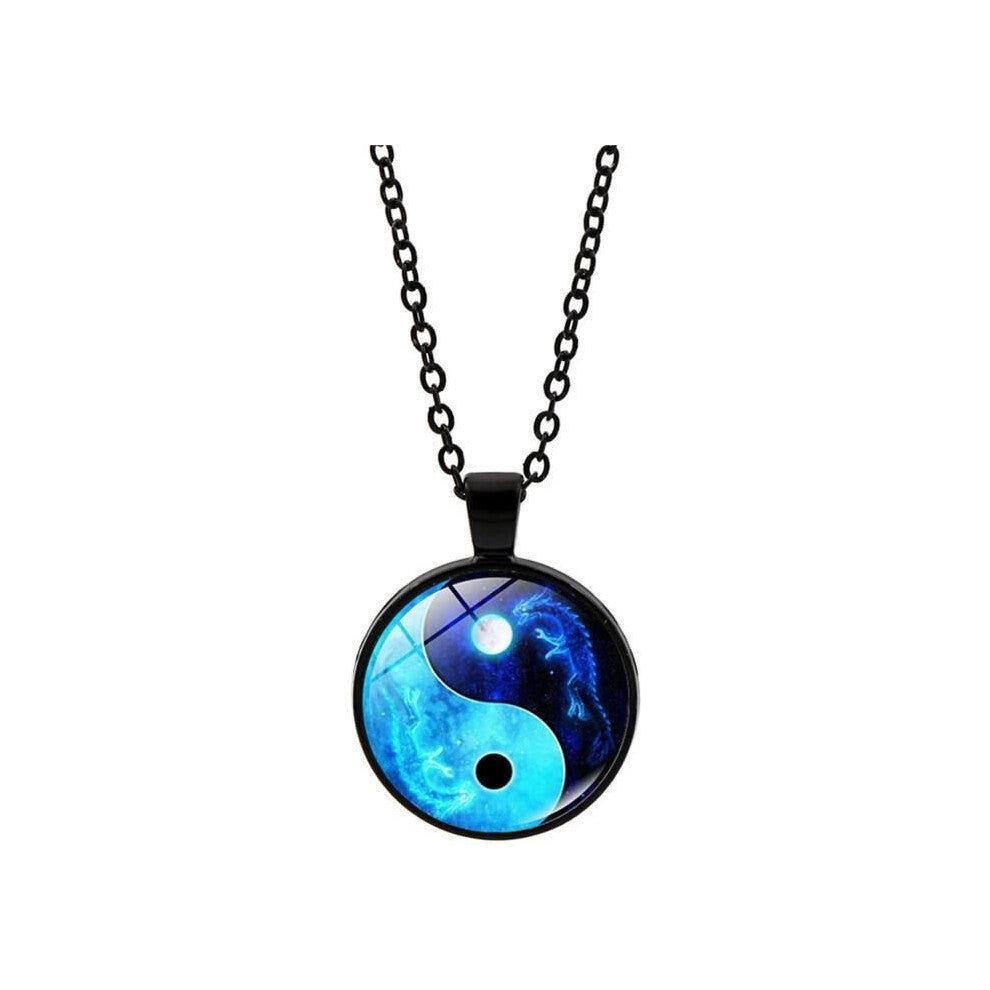 Necklace ZHUODIKE Yin Yang BFF Dragon Pendant Zinc Alloy Dark Blue