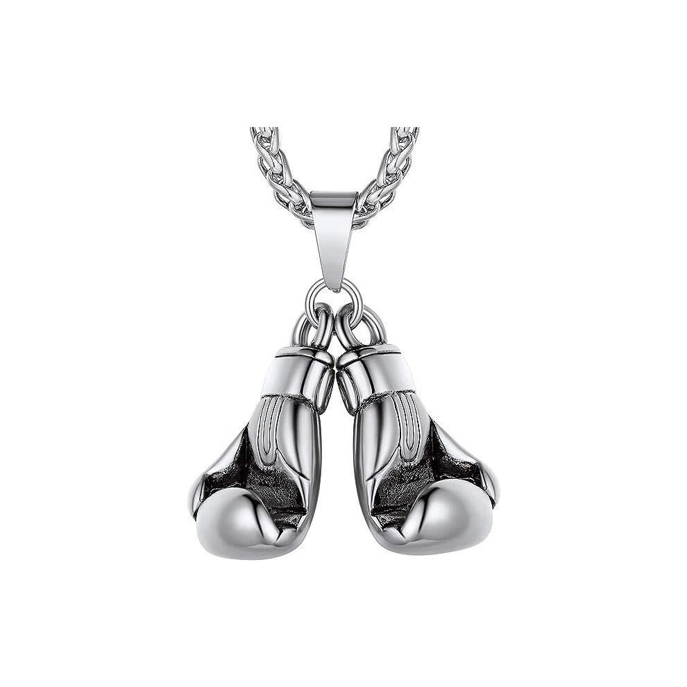 Boxing Glove Necklace Gold Stainless Steel Adjustable Chain 55+5cm Men's Jewelry