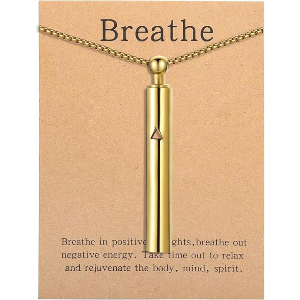 Anxiety Breathe Easy Necklace Mindfulness Breathing Necklace Breathlace Stainless Steel Pendant for Natural Calm & Stress Relief