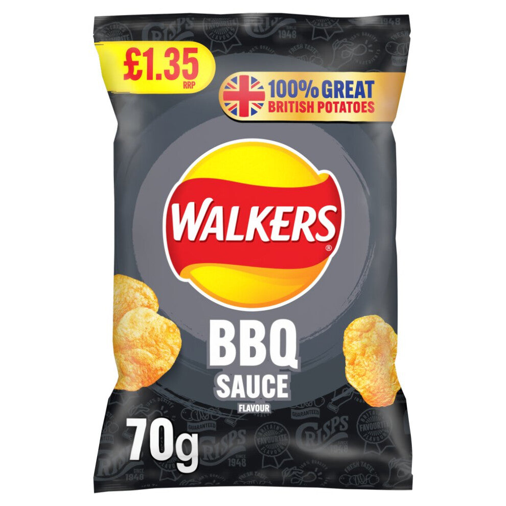 Walkers BBQ Sauce Sharing Bag Crisps 70g (Pack of 18)