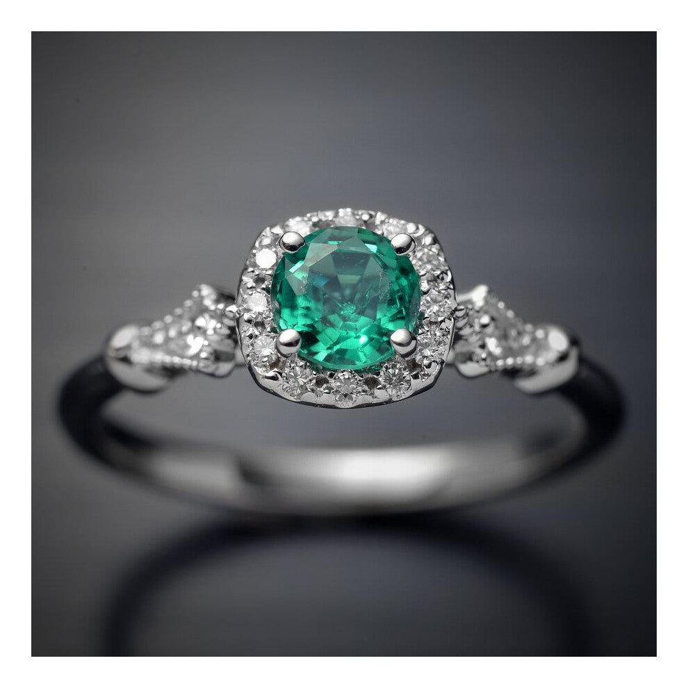 (green, 6) Cushion Halo Green Ring Women Wedding Engagement Ring Anniversary Gift Us Size 6 7 8 10 9