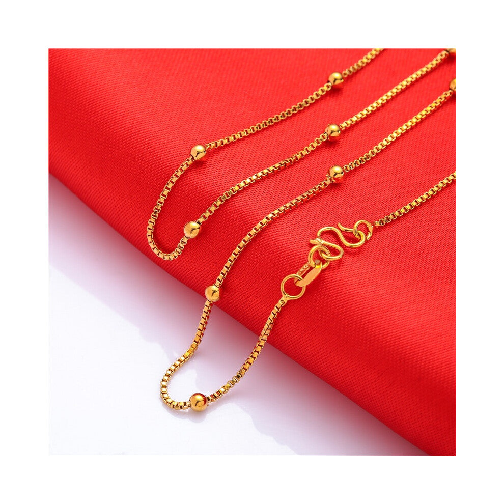 (Beads) Gold Brass Plated Classic Personality Thin Necklace Water Chain Wave Gift