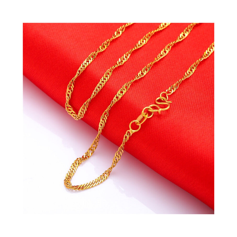 (Single Wave) Gold Brass Plated Classic Personality Thin Necklace Water Chain Wave Gift