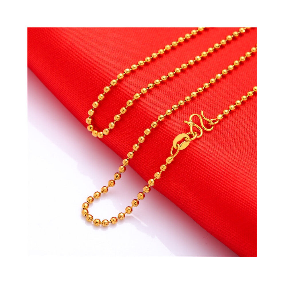 (Glossy Beads) Gold Brass Plated Classic Personality Thin Necklace Water Chain Wave Gift