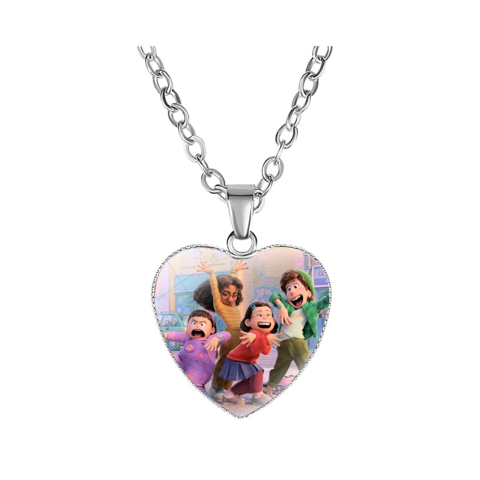 (Purple 50cm) Turning Anime Red Heart Shaped Necklace Cabochon Pendants Jewelry Fashion Crafts