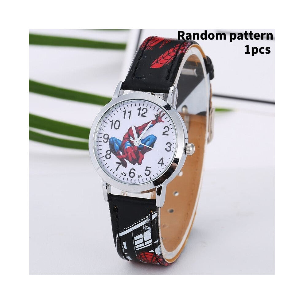 (Black) Childrens Watches Pu Cartoon Modern Fans Gifts Versatile Fashion
