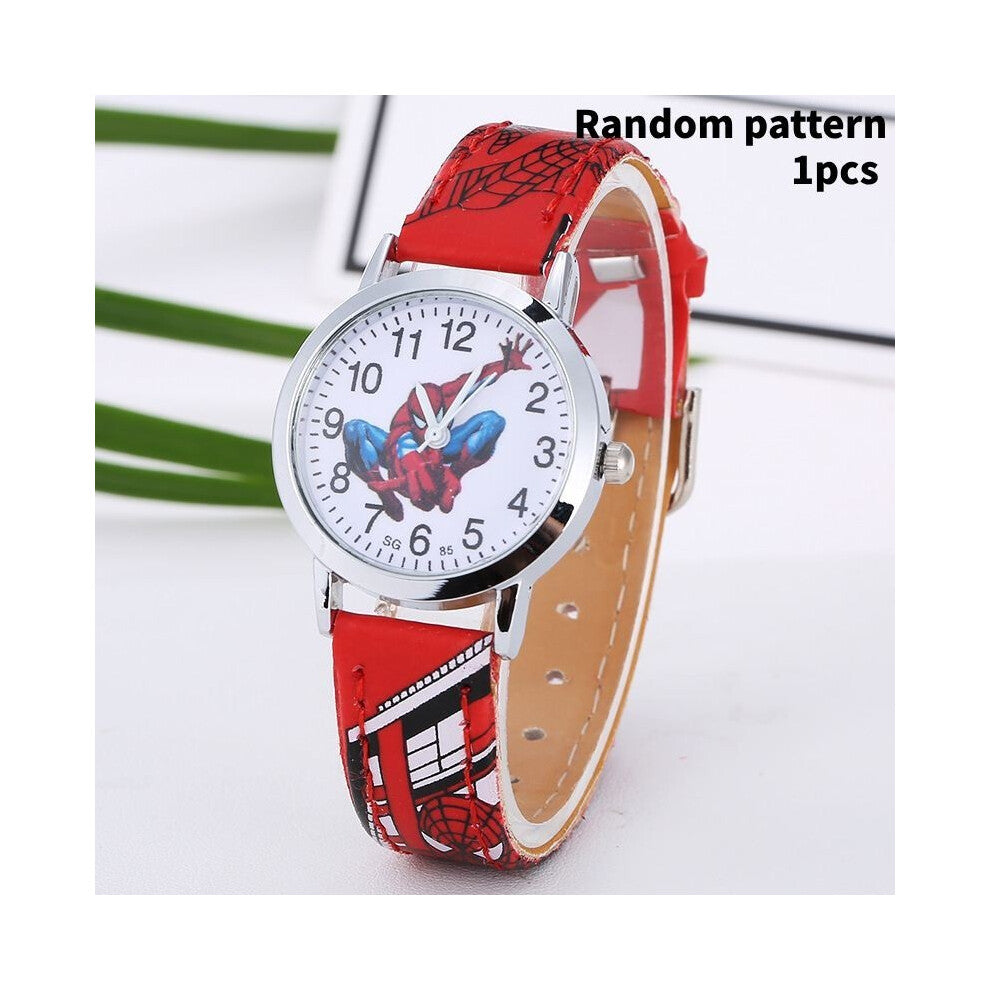 (Red) Childrens Watches Pu Cartoon Modern Fans Gifts Versatile Fashion