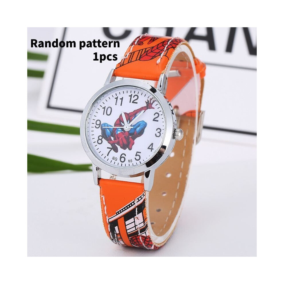 (Orange) Childrens Watches Pu Cartoon Modern Fans Gifts Versatile Fashion