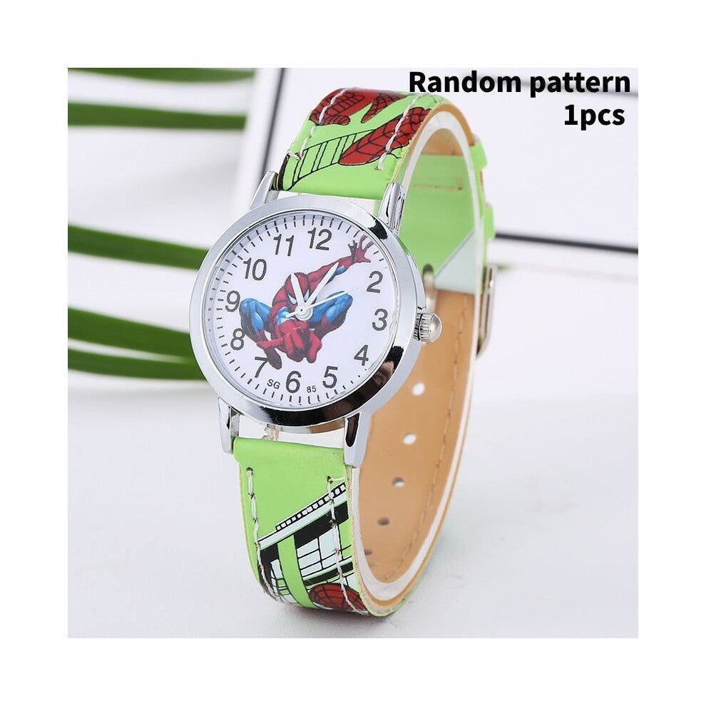 (Green) Childrens Watches Pu Cartoon Modern Fans Gifts Versatile Fashion