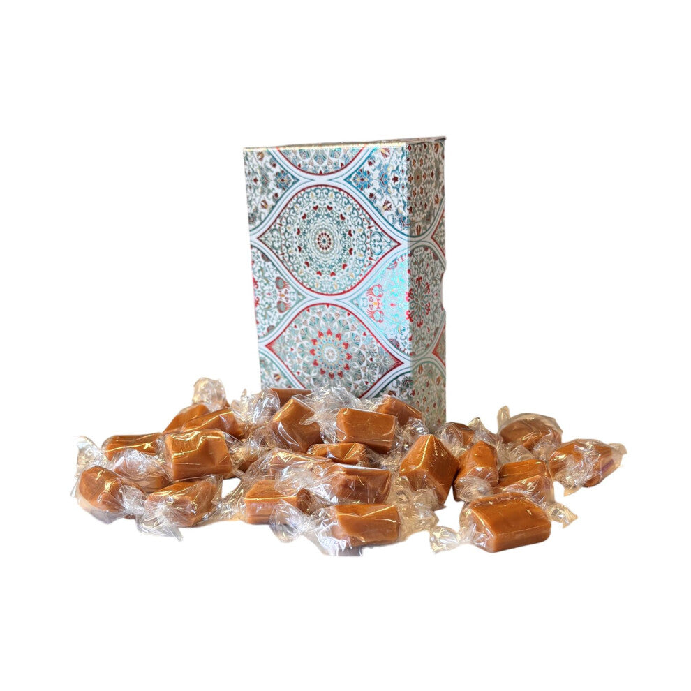 250g Rectangular Box Peppermint Pattern of Bristows Salted Caramel Fudge