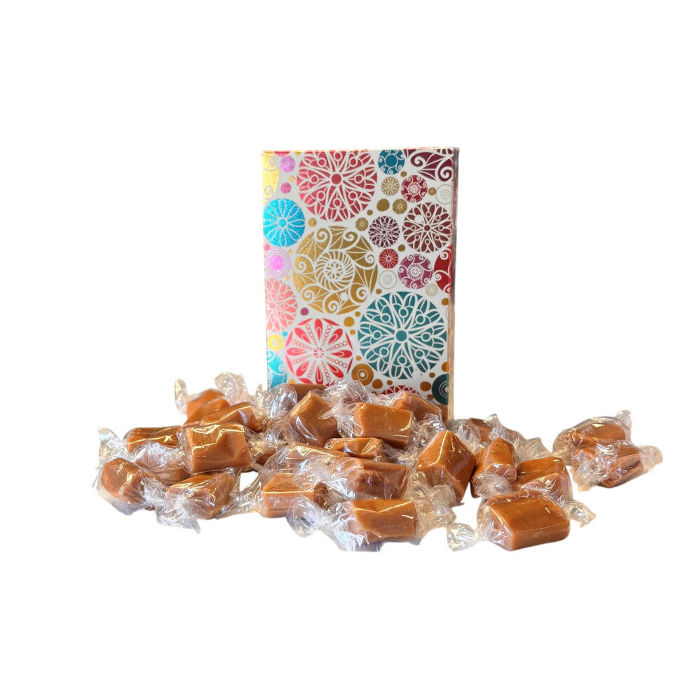 250g Rectangular Box Blossom Pattern of Bristows Salted Caramel Fudge