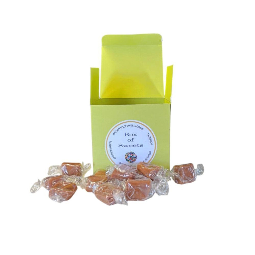 300g Lime Green Box of Bristows Salted Caramel Fudge