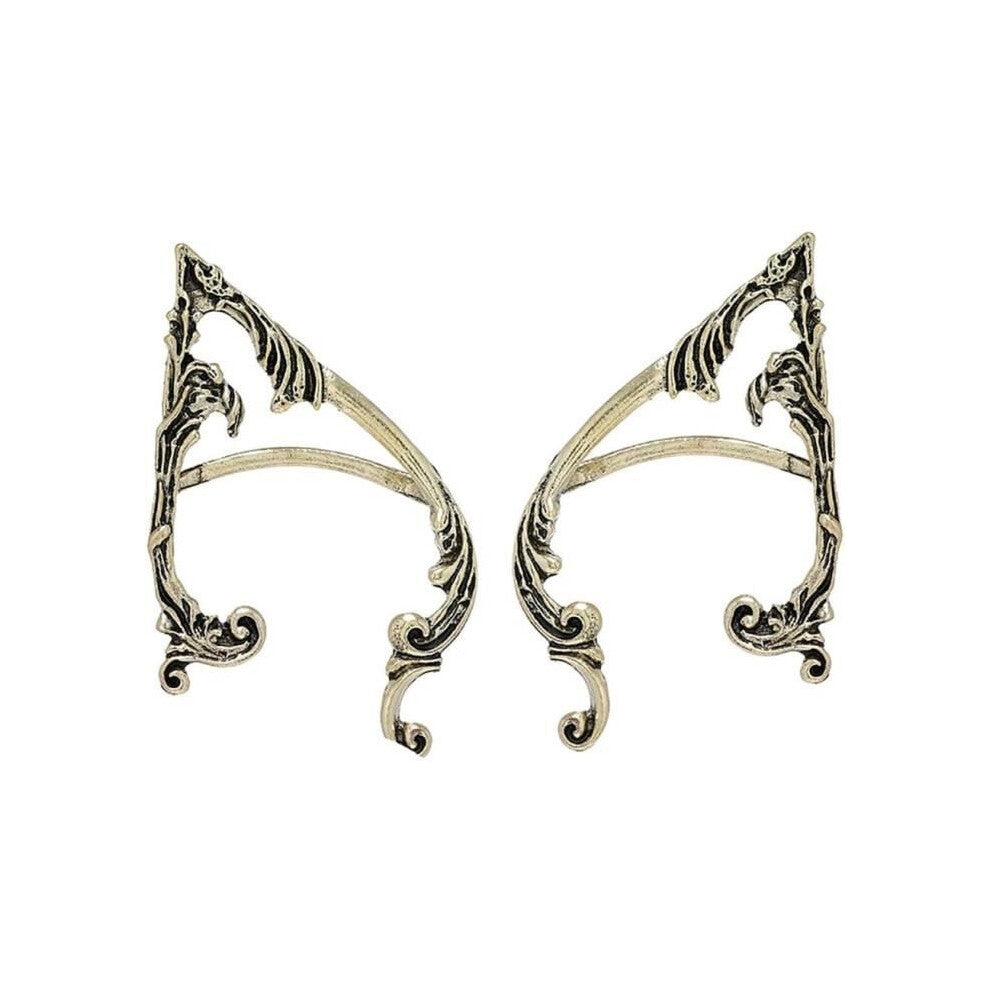 Gothic Elf Ear Cuffs Silver Earrings Cosplay Vintage Ear Studs Ear Clip Earrings For Teen Girls (2[J4024]