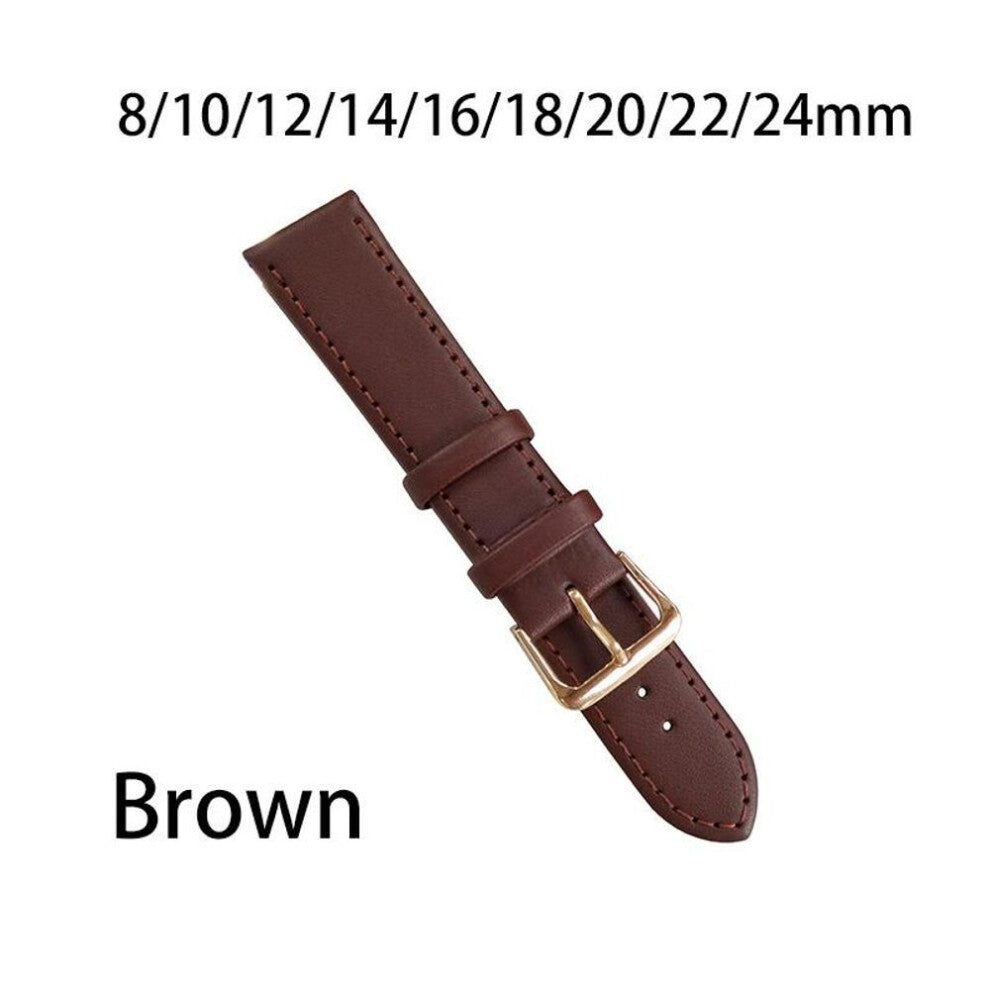 (brown, 16MM) Watch Leather Strap Watches Band 8mm 10mm 12mm 14mm 16mm 18mm 20mm 22mm 24mm For Women Men Watchbands Black Brown Watch Belts