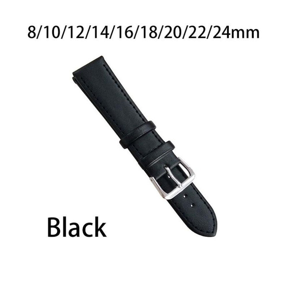 (black, 24MM) Watch Leather Strap Watches Band 8mm 10mm 12mm 14mm 16mm 18mm 20mm 22mm 24mm For Women Men Watchbands Black Brown Watch Belts