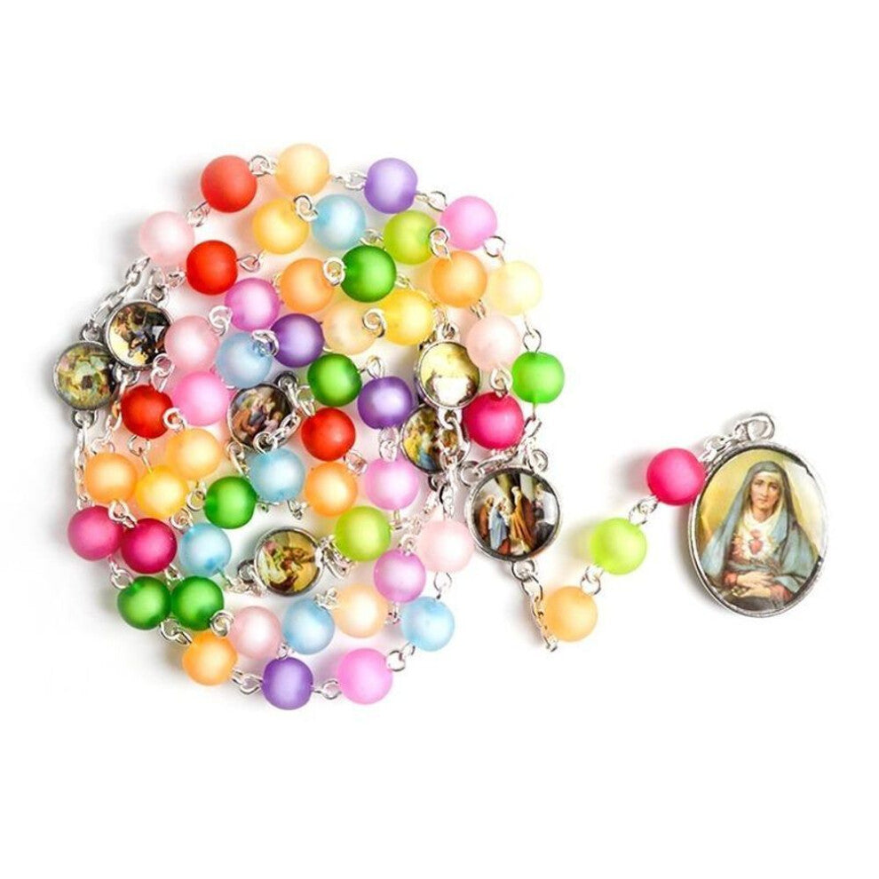 (multicolor) Seven Sorrows Of Mary Rosary Chaplet Acrylic Beads Catholic Jewelry Necklace For Women Men