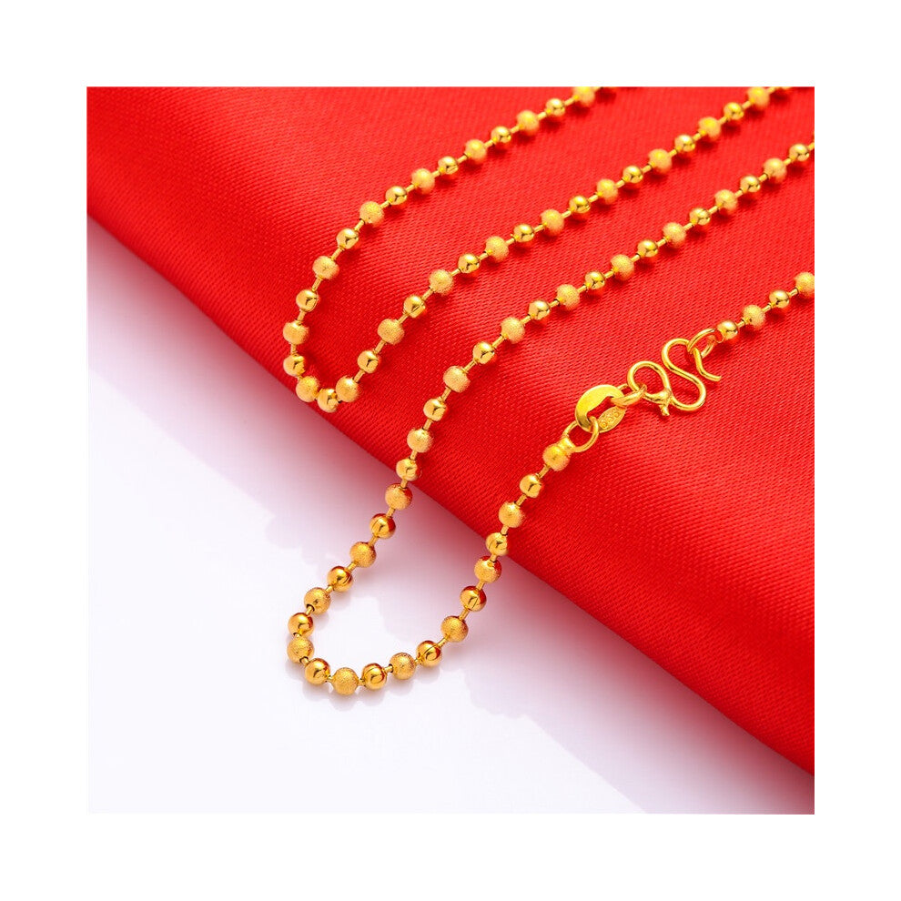 (Multiple Beads) Gold Plated Brass Classic Personality Thin Necklace Water Gift Wave Chain