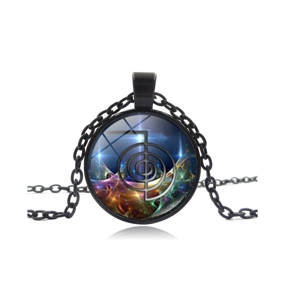 (Black) Milky Women Way Design Pendant Necklace Accessorize Alloy Material Surface Glass