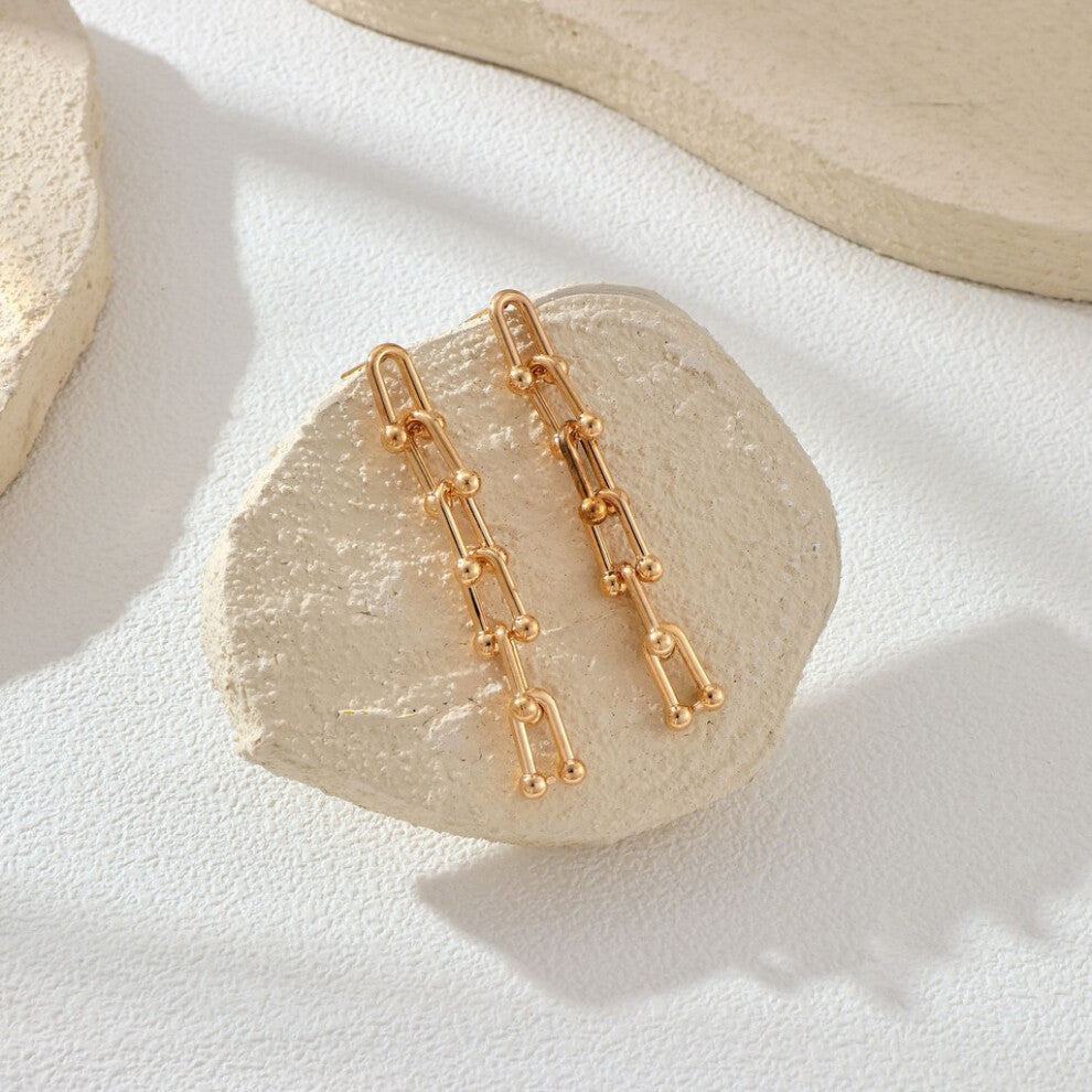 (Horseshoe Earrings) Geometric Design Unique Minimalist Ushaped Horseshoe Buckle Bracelet Necklace Chain