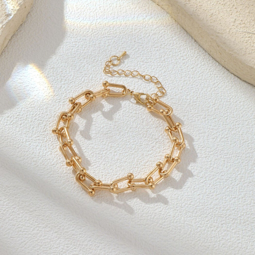 (Horseshoe Anklet) Geometric Design Unique Minimalist Ushaped Horseshoe Buckle Bracelet Necklace Chain