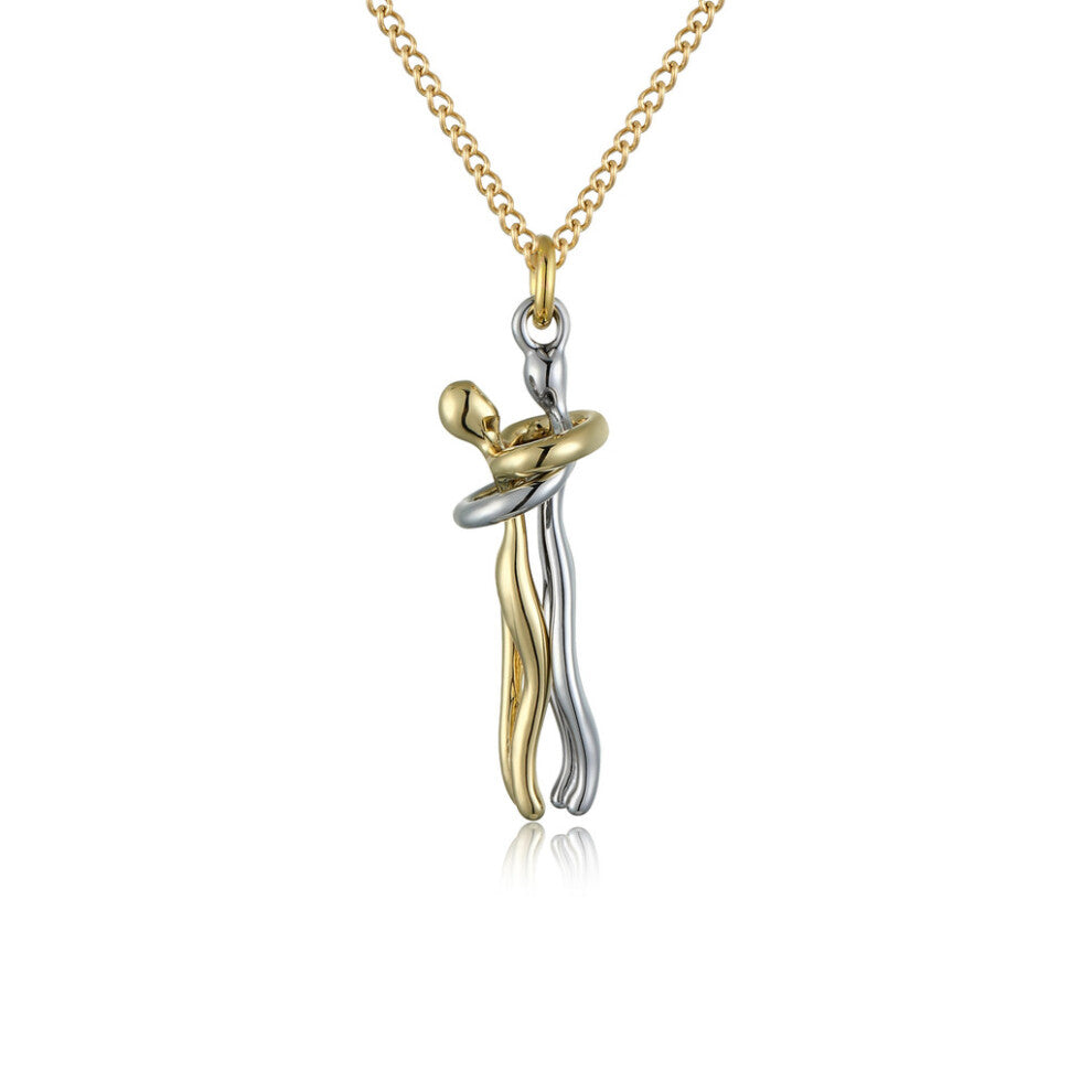 (Gold) Contemporary Couples Black Embrace Pendant Necklace With Adorable Cartoon Design For Gifts