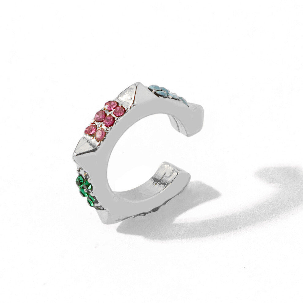 (Rose Gold) Geometric Alloy Elegant Ear Cuffs With Colorful Rhinestones Women Trendy For