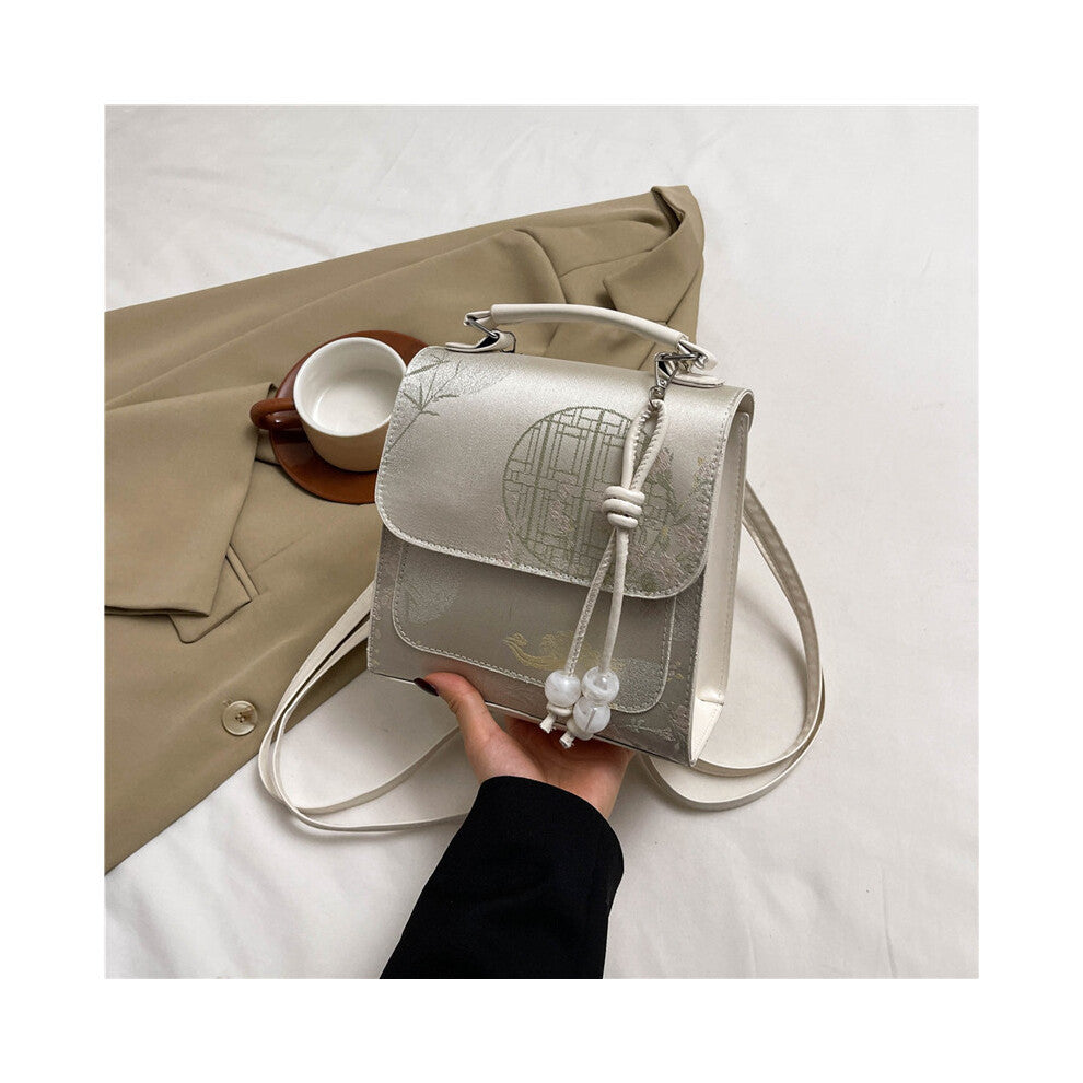 (Silver) Street Style Modern Womens Travel Backpack With Soft Pu Fabric And Practical Phone Pocket