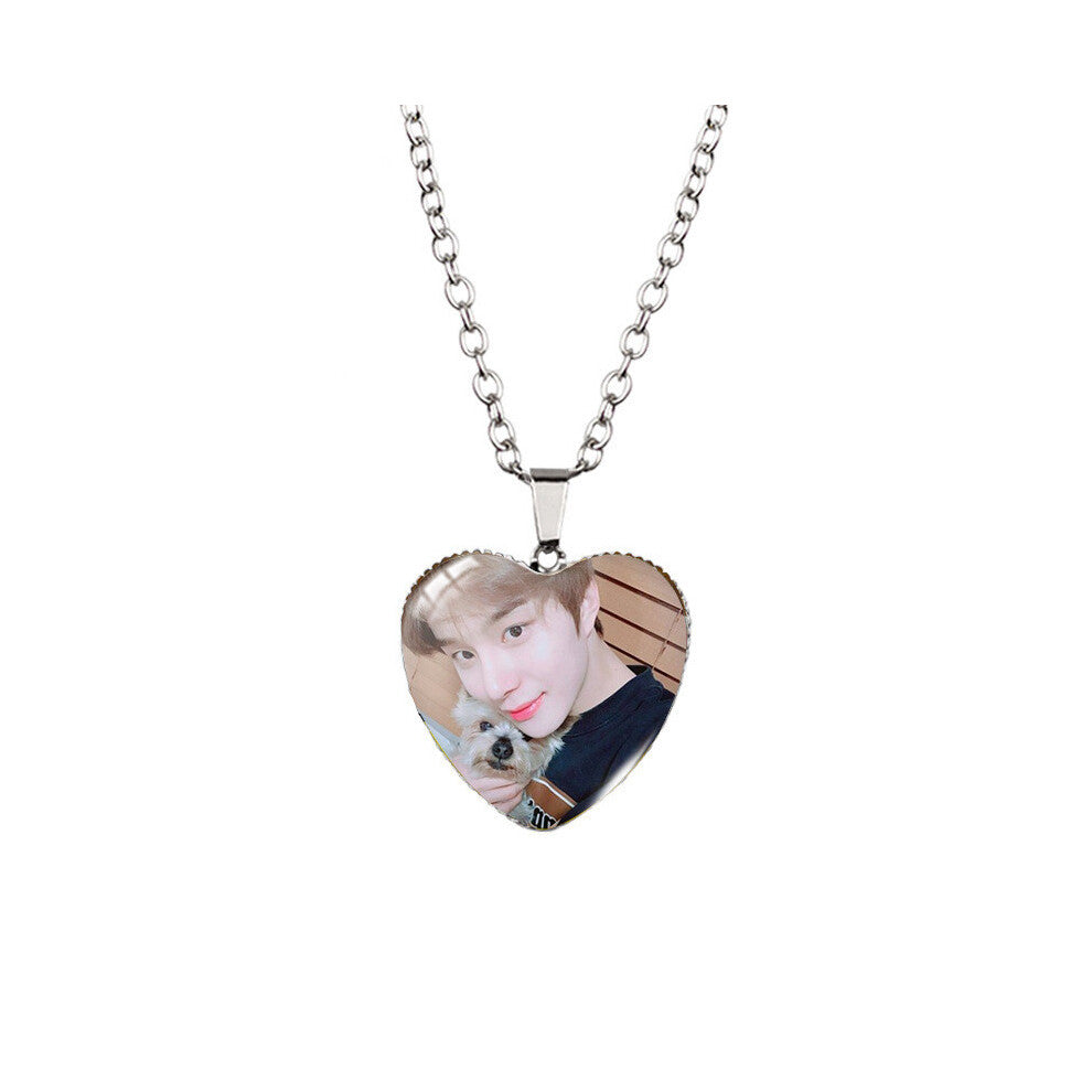 (XXXL249) Shaped Nct127 Heart Necklace With Dazzling Gemstone Pendant For Stylish Fans And Collectors