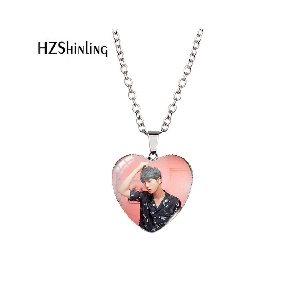 (XXXL34) Bts Beautiful Merchandise Heart Necklace Simple Alloy Design For Wear Everyday