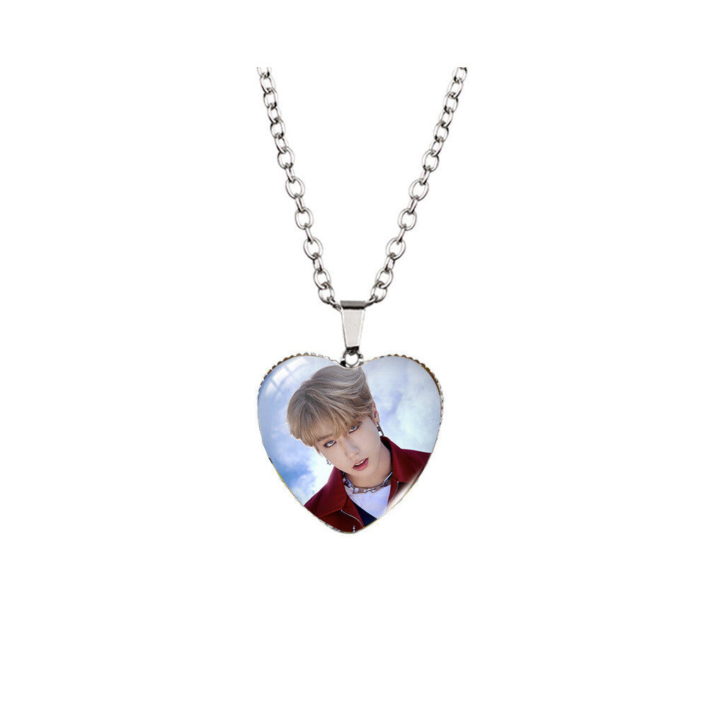 (XXXL263) Stray Kids Trendsetting Heart Shaped Pendant Necklace With Cartoon Colorful Elements
