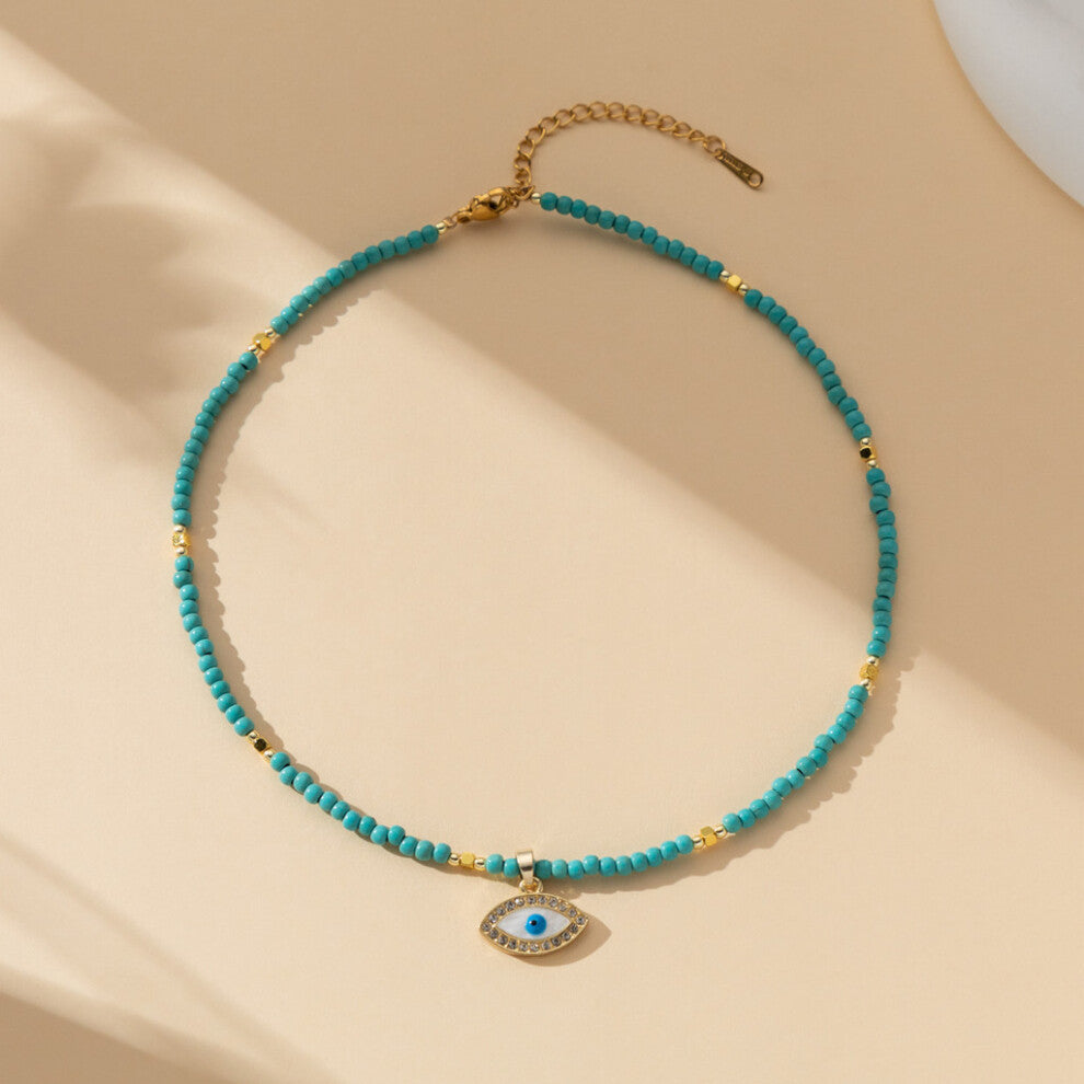 (Style Two) Chic Ins Style Turquoise Beaded Necklace For Women With Aesthetic Highend Appeal