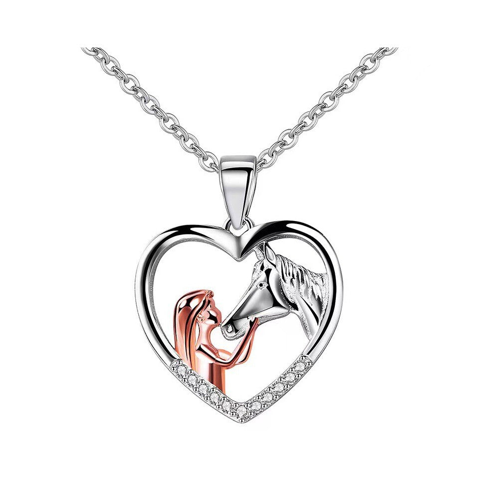 (Style 1) Stylish Themed Animal Heart Shaped Necklace For Girls Perfect Gift Lovers For