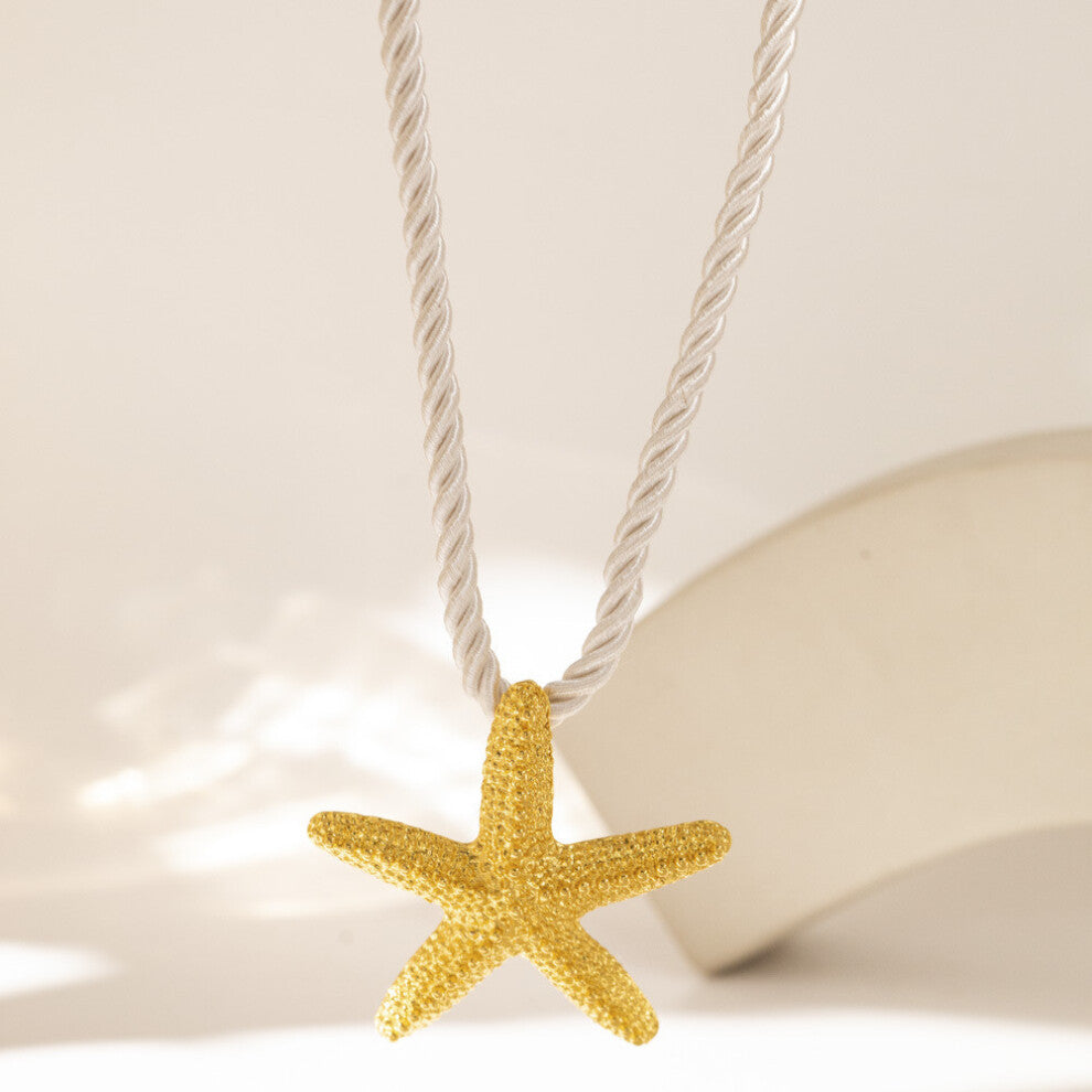 (Yellow Starfish) Shell And Beautiful Starfish Necklace Alloy Pendant With Nature Design Inspired