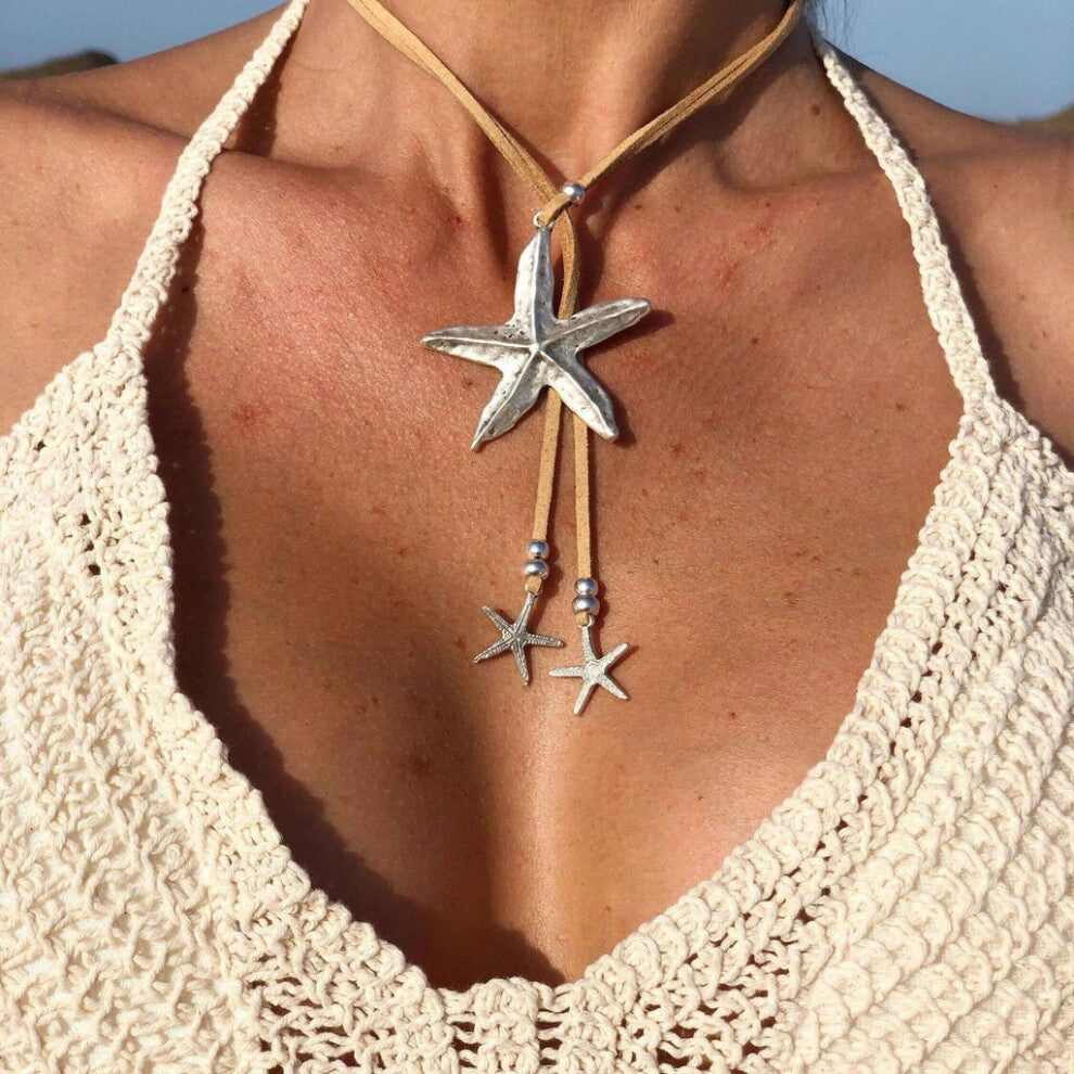 (Starfish) Shell And Beautiful Starfish Necklace Alloy Pendant With Nature Design Inspired