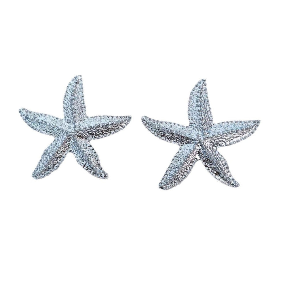 (Silver Starfish Earring) Shell And Beautiful Starfish Necklace Alloy Pendant With Nature Design Inspired