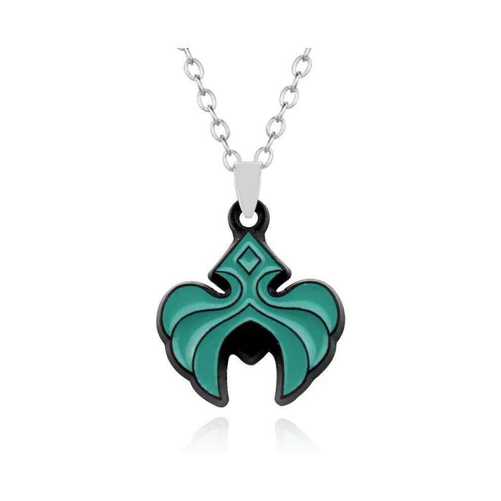 (Style 3) Genshin Impact New Elemental Vision Pendant Necklace Set Stylish Leaf Design Alloy