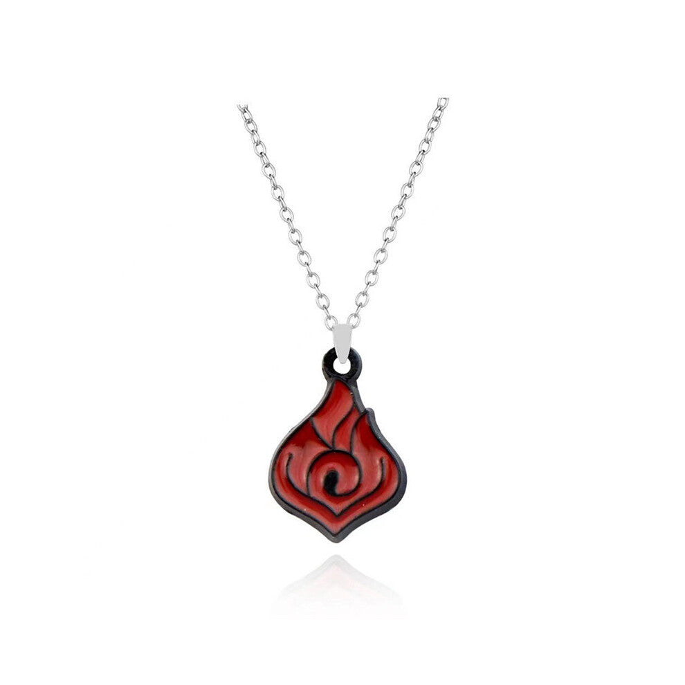 (Style 4) Genshin Impact New Elemental Vision Pendant Necklace Set Stylish Leaf Design Alloy