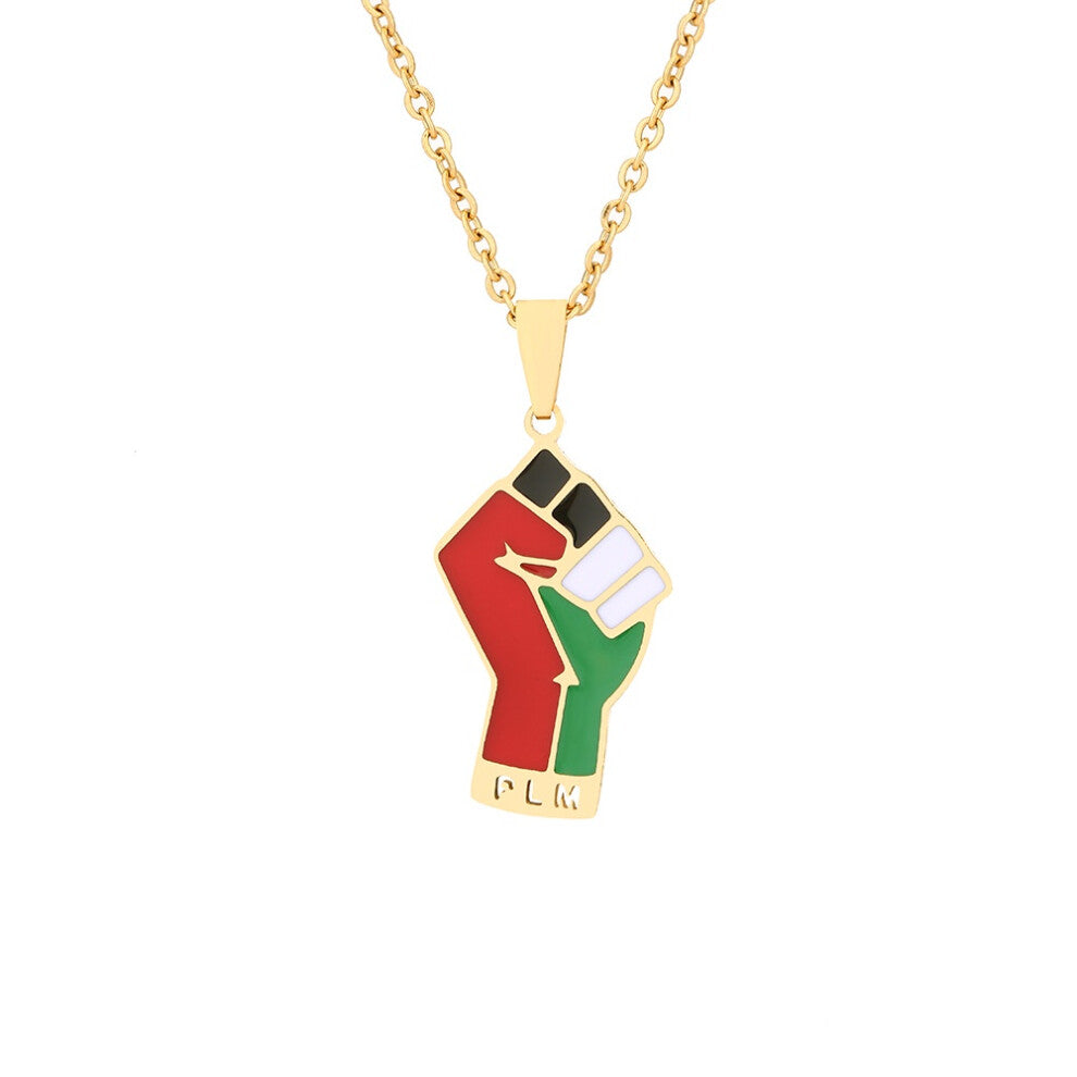 (Gold) Palestine Pendant Necklace Stainless Steel Ethnic Style Accessories Couple Gift