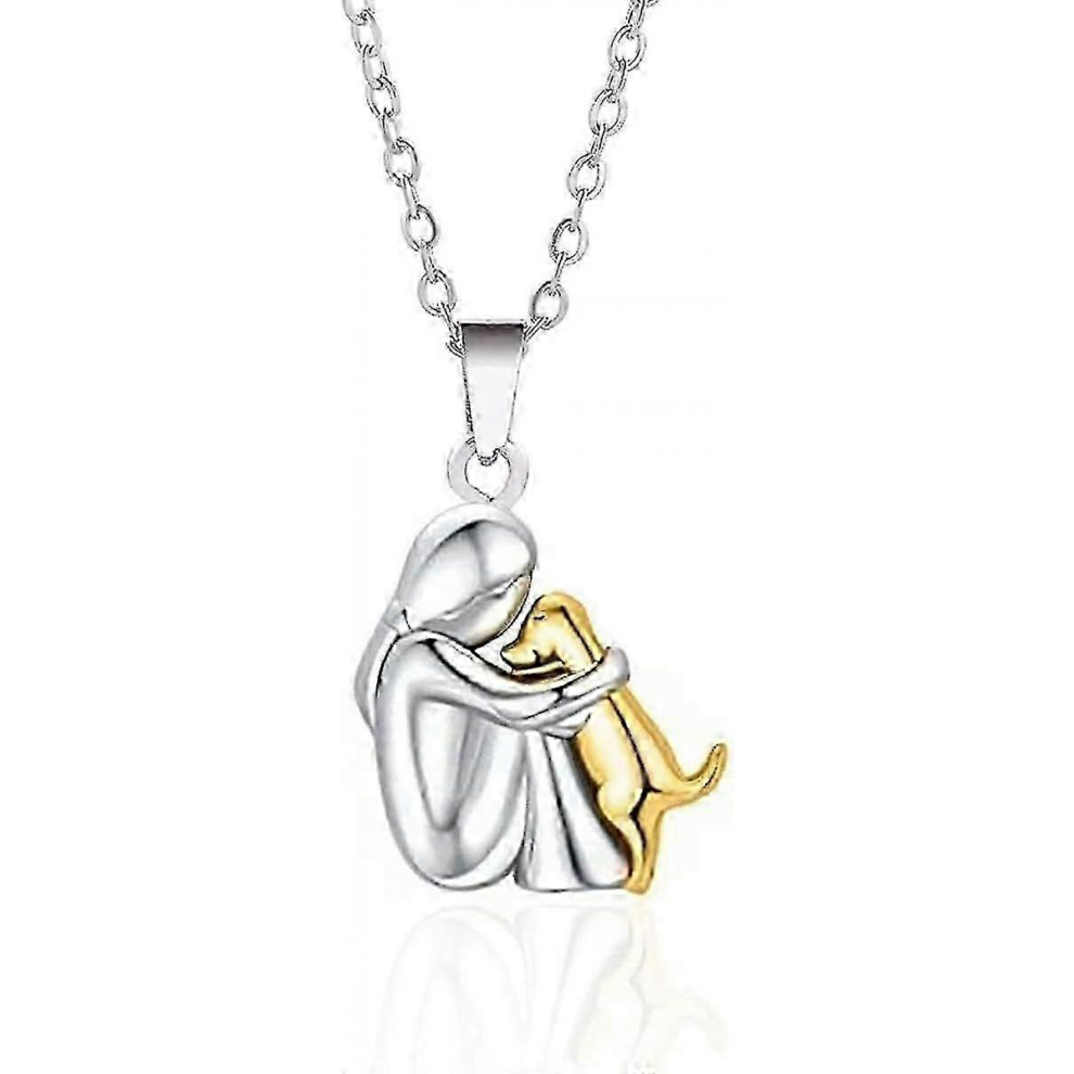 Two Tone I Love My Dog Necklace, compatible withever in My Heart Pet Lover Charm Pendant compatible with Dog Moms (Silver & Gold)
