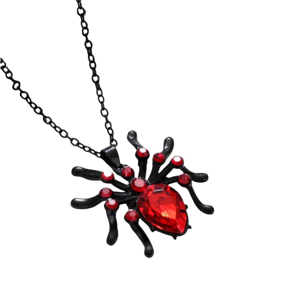 Halloween Spider Pendant Diamond Necklace Theme Party Cosplay Costume Decorative Accessories Birthday Festival Gifts