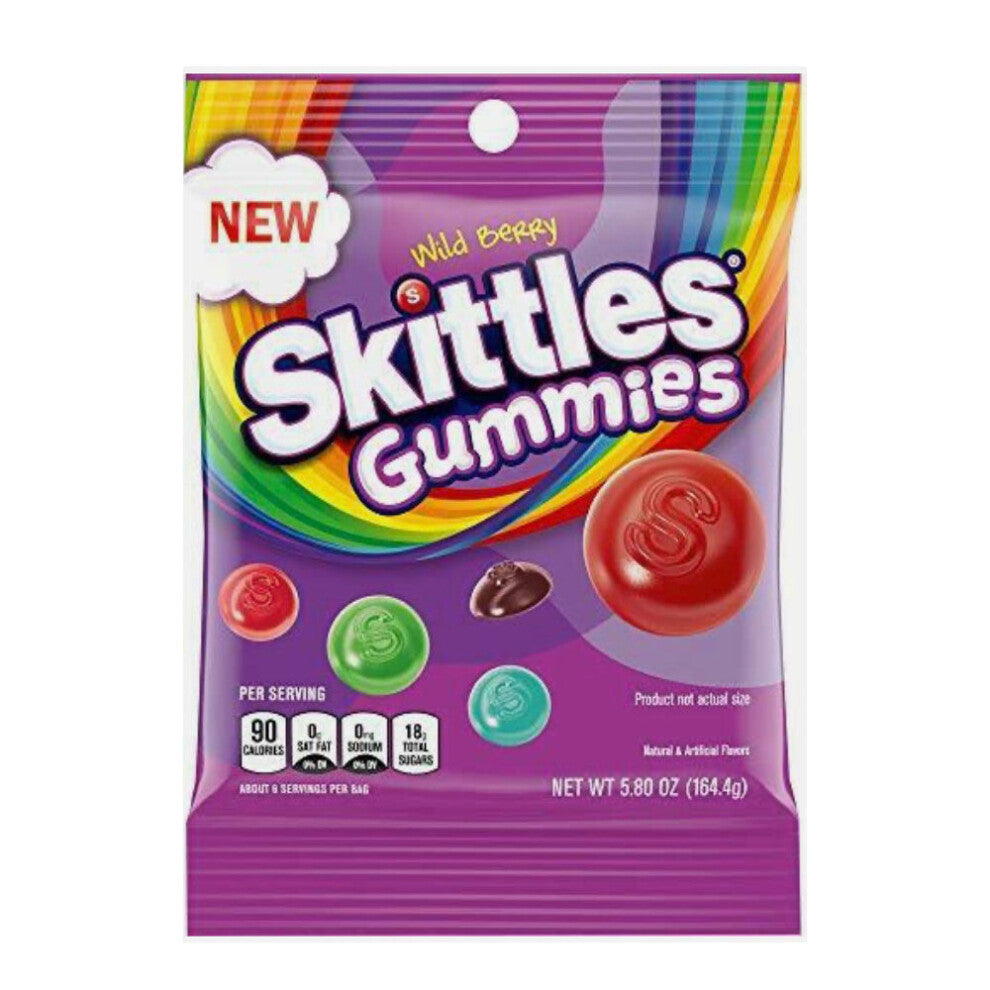 Skittles Wild Berry Gummies Bag 164g - Fruity, Chewy Candy Snack
