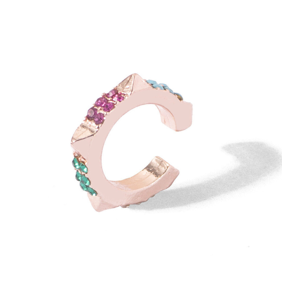 (Silver) Geometric Elegant Alloy Ear Cuffs With Colorful Rhinestones Women For Trendy